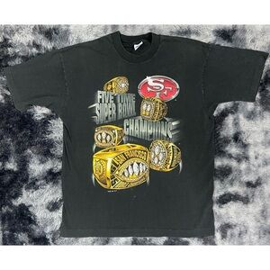 San Francisco 49ers VTG 1995 Super Bowl Rings Graphic NFL T Shirt Salem Tag USA